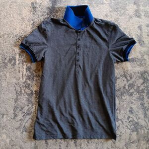 2XIST Womens Polo Shirt Short Sleeve Slim Fit Cotton Blend Black Blue Size Small